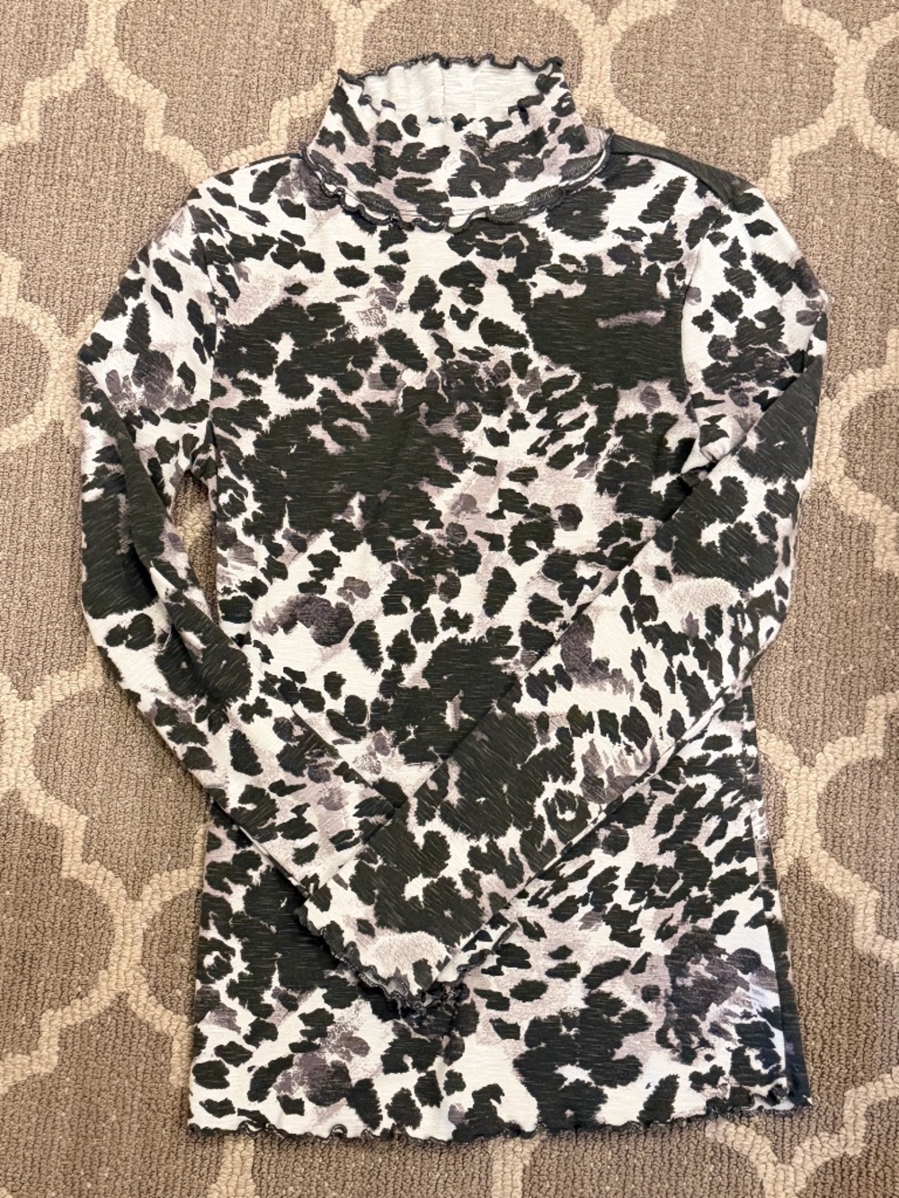 Anthropologie Animal Print Mock Neck Top-XS